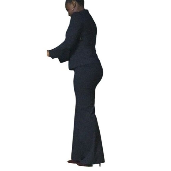 Classiques Entier Pinstripe Blazer And Wide Leg Pants Suit Set Women's 10 - Picture 10 of 16